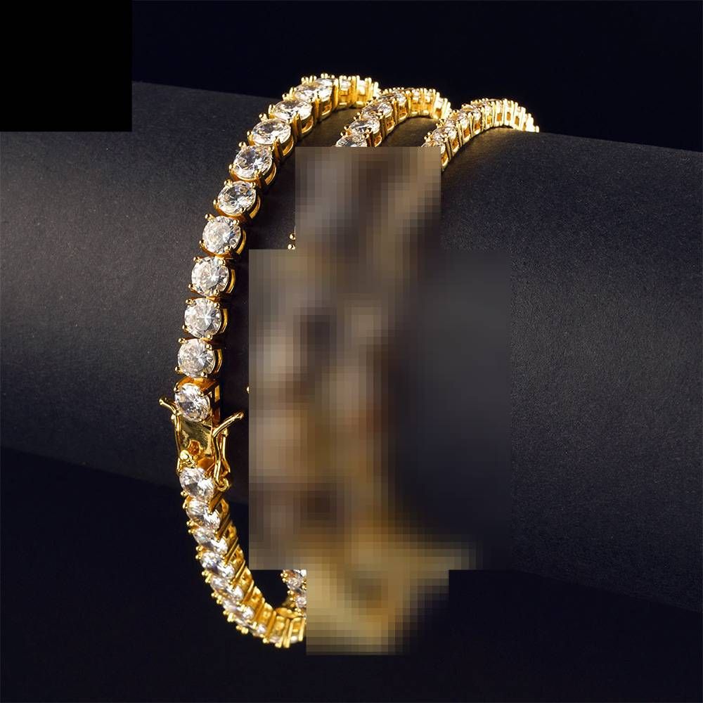 Men's Jewelry Popular Hip Hop Tennis Chain Single Row Copper Micro Inlaid Zircon Bracelet 3mm4mm5mmTennis Chain_ipsvogv.com