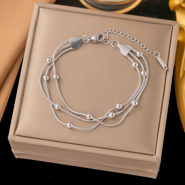 New Gold Double Layered Small Round Transport Bead Bracelet With Feminine Style, Versatile And Non Fading Hand_ipsvogv.com