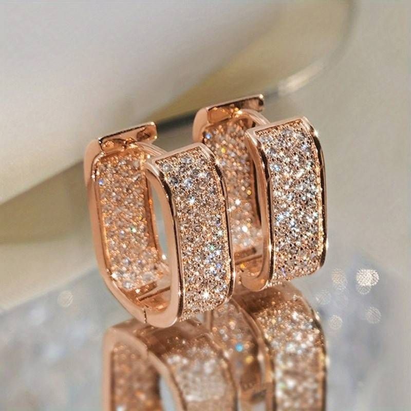 Hot New Square Light Copper Micro-inset Zircon Earring Simple And Versatile High-grade Earrings_ipsvogv.com