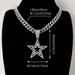 Fashion Full Diamond Blue Five-Pointed Star Necklace Jewelry Unisex Personality Hip-Hop Pendant_ipsvogv.com