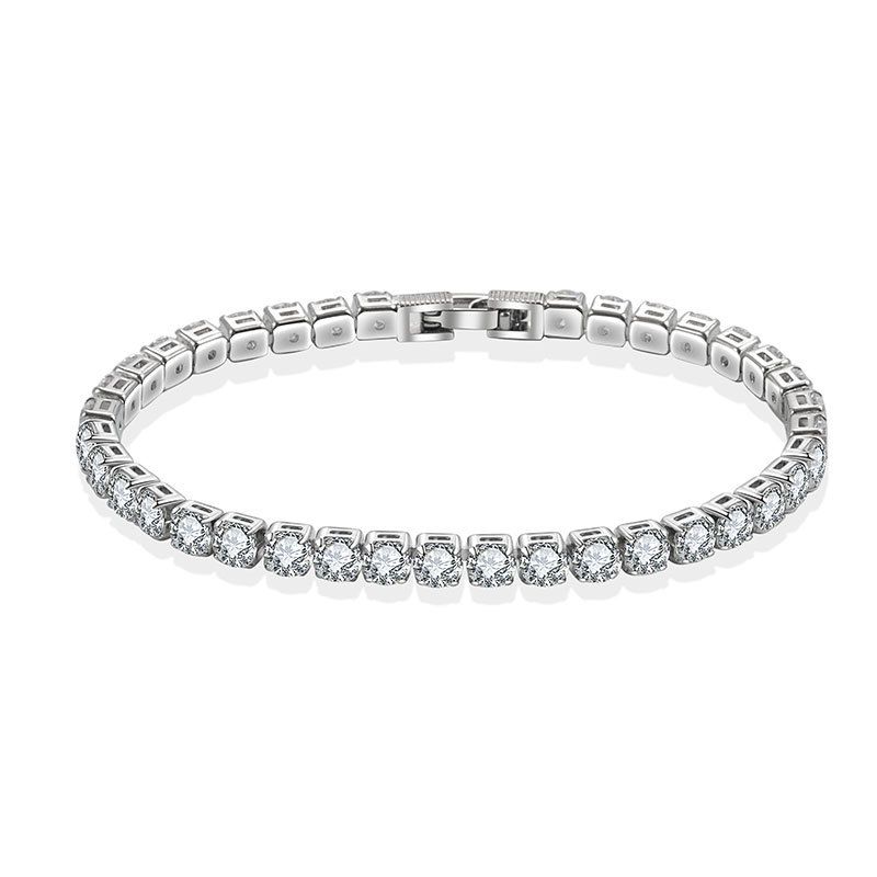 Hip Hop Full Diamond 3A Zircon Tennis Chain Men's Single Row Bracelet Trendy Jewelry_ipsvogv.com