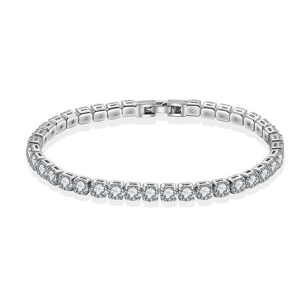 Hip Hop Full Diamond 3A Zircon Tennis Chain Men's Single Row Bracelet Trendy Jewelry_ipsvogv.com