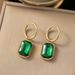Fashionable New Niche Micro Inlaid Made Of Titanium Steel Plated Gold And Rectangular Zircon Pendant Earrings With Cut_ipsvogv.com