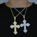 Men's Punk Style Cross Pendant Necklace With Diamond Accents, 60cm Chain (Silver/Gold) Punk Style Large Pendant Jewelry, Goods_ipsvogv.com