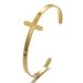 Hip Hop Jewelry Stainless Steel Bare Cross Open Bracelet Black Men's And Women's Bracelet Simple Style_ipsvogv.com
