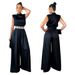 Women's fashion wide leg pants solid color high collar sleeveless waist jumpsuit_ipsvogv.com