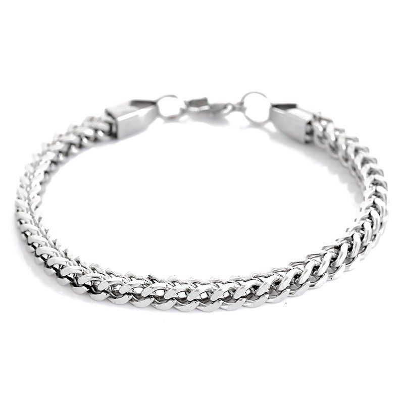 Hip Hop Stainless Steel Front Back Men's Bracelet, Simple And Domineering, Punk High-end Feeling, Cuban Bracelet Trend_ipsvogv.com