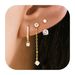 Unisex Hot Selling Real Gold Brass Electroplating Inlaid Zirconium Chain Tassel Earrings Flower Earrings Earrings Three Piece Set_ipsvogv.com