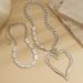 Wind Sweet Cool Exaggerated Big Love Metal Chain Double Layer Baroque Pearl Necklace_ipsvogv.com