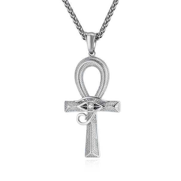 Hip hop Eye of Horus Ankh Cross Necklace All match Niche Personality Sweater Chain Clothing Model Accessories_ipsvogv.com