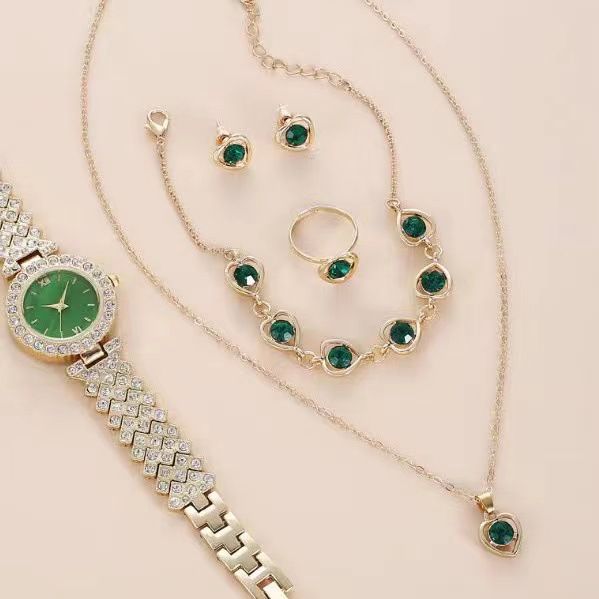 Crystal Love Jewelry Set For Women, Personality Temperament, Heart Words Necklace, Earrings, Ring And Bracelet Four Piece Set_ipsvogv.com