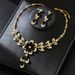Diamond-Encrusted Water Drop Flower Tassel Necklace And Earrings Elegant Delicate Clavicle Chain Light Luxury High-End_ipsvogv.com