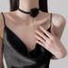 2024 New Choker Necklace For Women, Lace Black Necklace, Light Luxury Niche Wine Red Velvet Camellia Clavicle Chain_ipsvogv.com