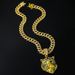 New Hip Hop HIPHOP Jewelry Environmental Protection Zinc Alloy Full Diamond Green Eye Lion Head Pendant Necklace_ipsvogv.com