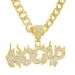 Hip Hop Cool Full Diamond Men's Necklace Flame Letter Pendant Nightclub Rap Singer Cuban Chain Accessories_ipsvogv.com