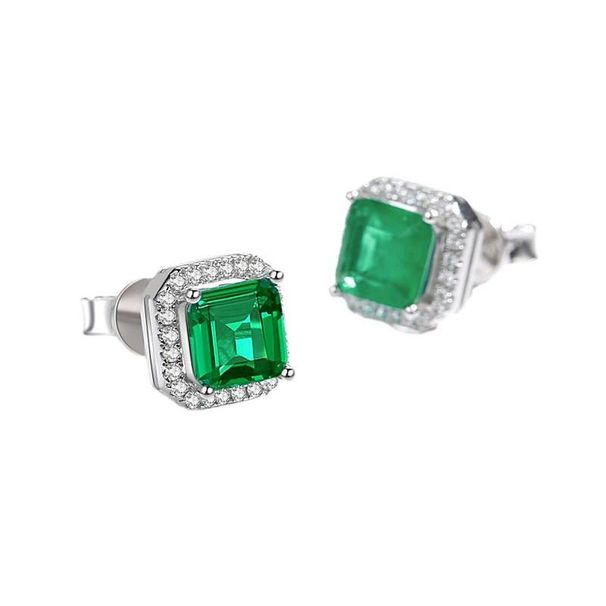Sterling Silver Earrings For Women Popular Jewelry Simulation Emerald Earrings Luxurious Inlaid Full Diamond Earrings_ipsvogv.com