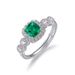 Fat square cultivated emerald ring S925 silver inlaid diamond colored gemstone open finger ring retro light luxury_ipsvogv.com