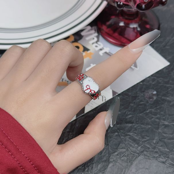 Retro Love Bow Open Ring Female Sweet Cool Hot Girl Y2k Millennial Style Ring Niche Design Hand Jewelry_ipsvogv.com