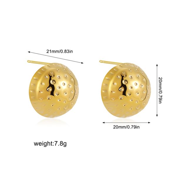 Fashionable Temperament Exaggerated Minimalist Style Three Dimensional Sphere Metal Earrings Irregular Stainless Steel Earrings_ipsvogv.com