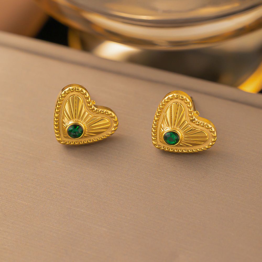 New Hollow Line Design Peach Light Luxury And Niche Lace Patterns, Titanium Steel Heart Earrings, Jewelry_ipsvogv.com