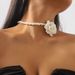 N11582 French Romantic Three Dimensional Camellia Pearl Necklace Fresh and Sweet Temperament Light Luxury Neckchain for_ipsvogv.com