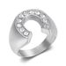 New Hip-Hop Fashion Simple Titanium Steel Gold-Plated Inlaid Diamond U-Shaped Horseshoe Men's Ring_ipsvogv.com
