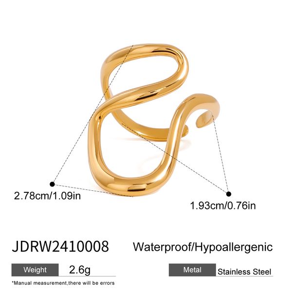 Women's Jewelry Stainless Steel Liquid Irregular Adjustable Opening Ring Niche Design Titanium Steel Ring_ipsvogv.com