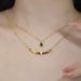 High End, Niche, Light Luxury Stainless Steel Double-layer Broken Gold, Green Zircon Pendant Necklace, Women's_ipsvogv.com