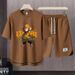 Men's Clothing 2024 Waffle Casual Summer Suit Men's Loose Teen Short sleeved T shirt Shorts Handsome Two piece Suit_ipsvogv.com