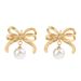 version of Korean style new bow with female personality pearl inlaid design earrings, versatile and high-end earrings_ipsvogv.com