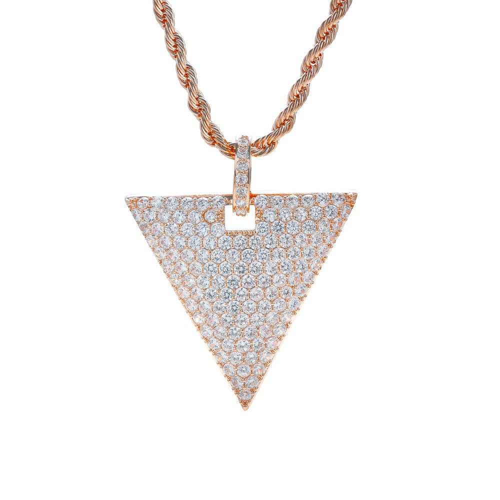 Unisex Necklace For Men Hip Hop Jewelry Triangular Micro Inlaid Zircon Pendant Personality Trend Brand Geometric Hip Hop Pendant_ipsvogv.com