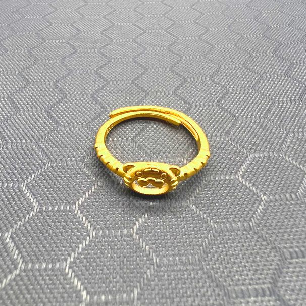 Brass Gold-plated Real Couple Ring, Internet Sand Gold 999 Cerebellar Tiger Ring_ipsvogv.com