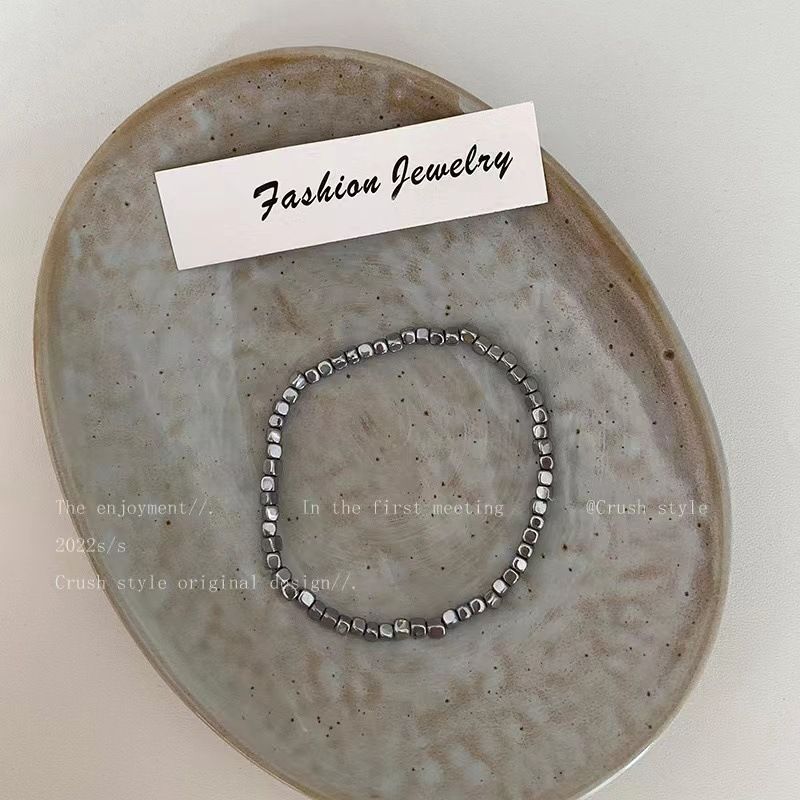 New Handmade Adjustable Irregular Black Chalcedony Beaded Bracelet Men's Jewelry_ipsvogv.com