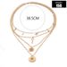 New Fashion Star Cross Pearl Love Geometric Disk Four Layer Necklace_ipsvogv.com