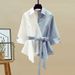 Women's Clothing plus size women's spring suits women's splicing two piece shirts slim jeans two piece suits_ipsvogv.com