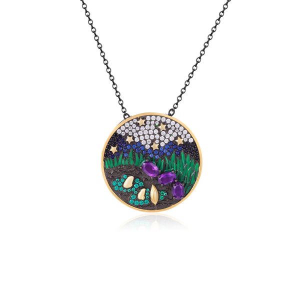 Natural Stone Amethyst Pendant Niche High End Sterling Silver Jewelry Original Design Colored Gemstone Necklace_ipsvogv.com