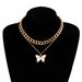 Designer double layer fashion white butterfly necklace feminine metal sweater chain_ipsvogv.com