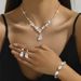 2024 Diamond Zircon Necklace Earrings Bracelet Set Water Drop Women's Fashion Bridal Jewelry_ipsvogv.com