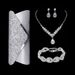 High end bridal jewelry set, cocktail party elegant necklace, earrings and bracelet four piece set, evening dress, dinner bag and clutch bag_ipsvogv.com