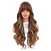 Long Mixed Brown Highlights Wavy Wig For Women Natural Synthetic Curly Wig Heat Resistant Fiber Wig For Everyday WearWavy Wigs_ipsvogv.com