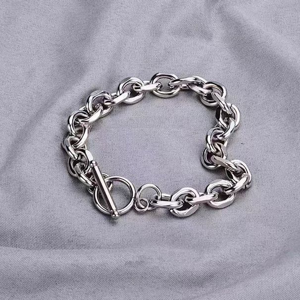 Titanium Steel Cuban Chain Bracelet For Men, Interlocking Trendy Hip-Hop Acceorie, Simple High-End Jewelry_ipsvogv.com