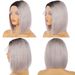 Short Bob 1b/light Grey Middle Part Short Bob 13x4x1 Lace Wig 100% Human Hair Wig_ipsvogv.com