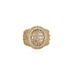 Retro Geometric Hip Hop Ring – Cubic Zirconia Halo Men's/Women's Statement Jewelry, Vintage Disc Design, Prong Set Stones, Gold/Silver (Sizes 7-11)_ipsvogv.com
