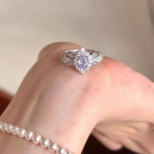 Purple Zircon Luxury, Provence~Ultra Sparkling Light Clear And Cold Sensation, High Grade Temperament Ring, Open Ring Luxury, Sensation, ,_ipsvogv.com