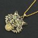 Hip Hop Exaggerated Green Eyes Tiger Head Necklace for Men's Cool Nightclub Bounce Accessories Pendant_ipsvogv.com