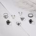 New Hollow Carved Oil Black 8-piece Set Of Joint Rings For Women_ipsvogv.com