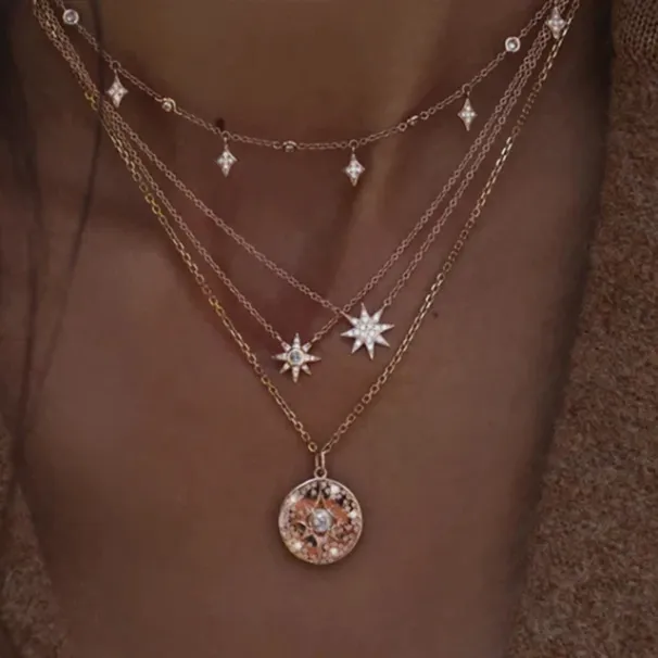 Hot Sales Vintage Multi-Element Necklace For Women Gold Color Boho Multi Layer Crystal Geometry Pendants Necklaces 2024 Jewelry_ipsvogv.com