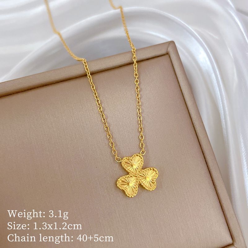 All Body 【 Titanium Steel 】 Laser Love Personality Extremely Simple Wind Furnace Real Gold Necklace Female Ins Internet 【 】_ipsvogv.com