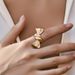 Stacked exaggerated personality bracelet open ring shell design bow irregular wide version retro ring_ipsvogv.com