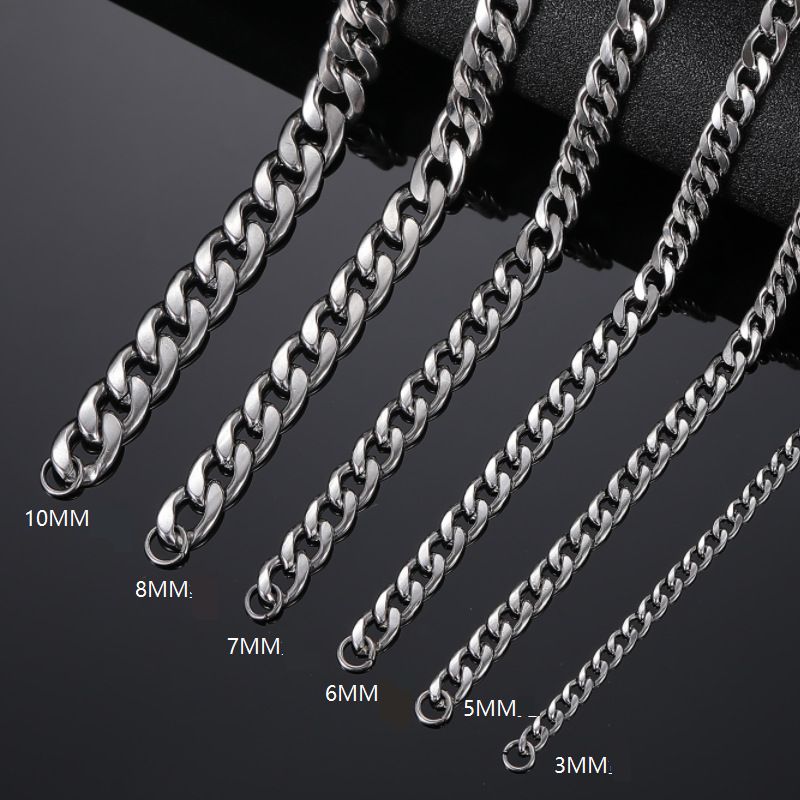 Stainless steel men's Cuban necklace accessories titanium steel necklace jewelry men's versatile high end_ipsvogv.com